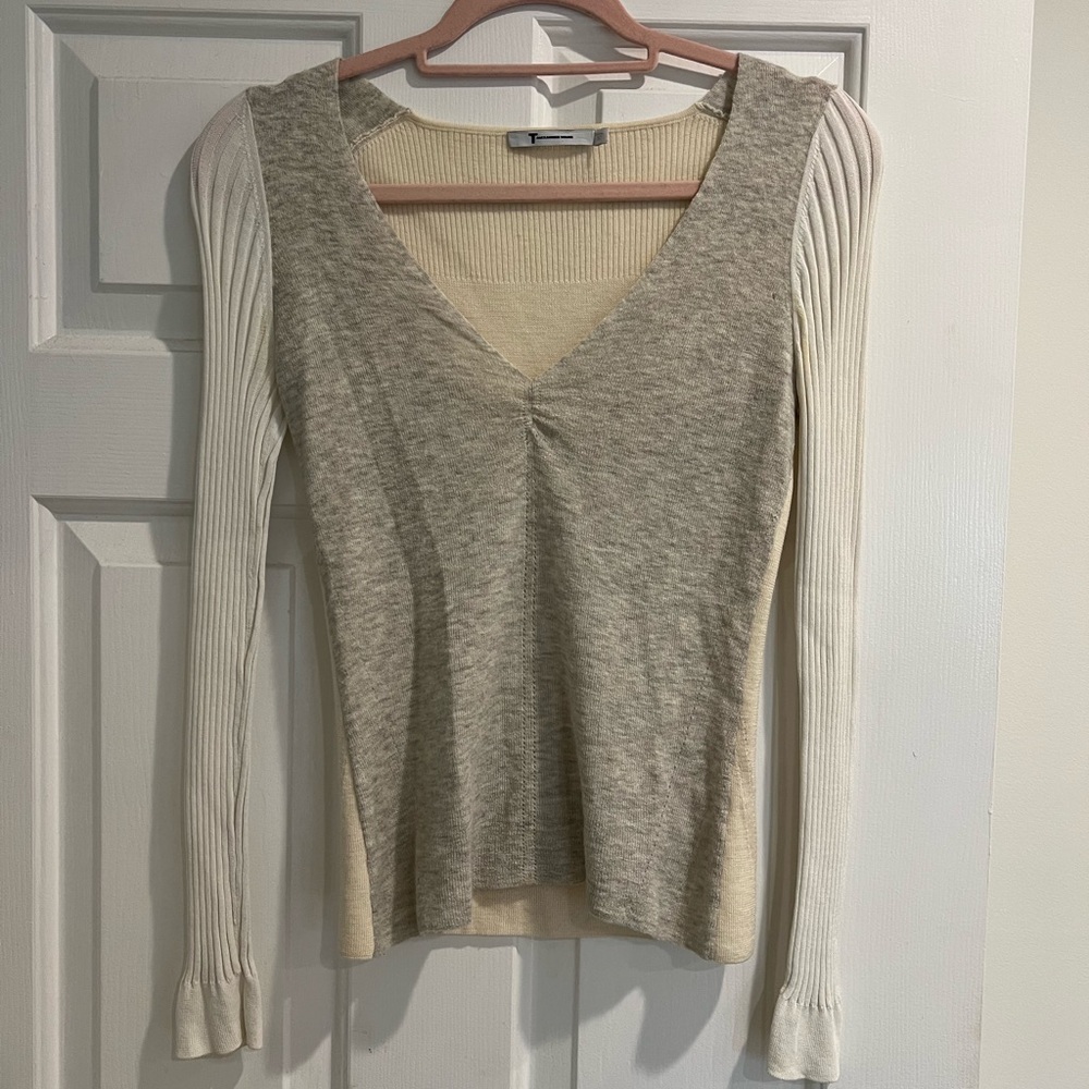 Alexander Wang Cream Ribbed Sweater